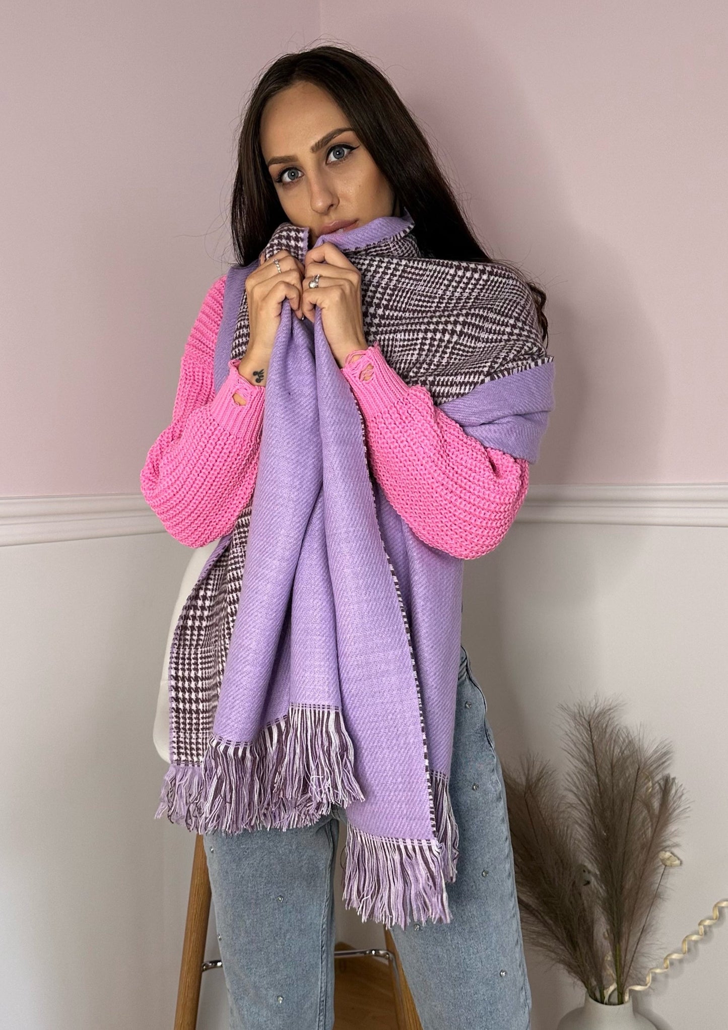 Lavender & White Scarf